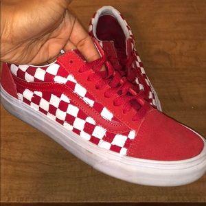 Custom Red Checkered Vans